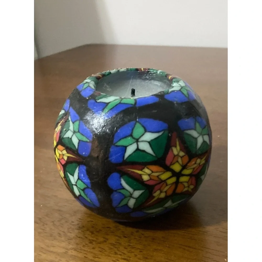 Y2K 90s Round Celestial Candle Whimsigoth Star Tye Dye Magic Goth Unscented Blue